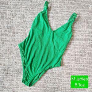 Sanctuary womens high leg one piece swimsuit kelly green micro terry size M